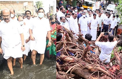 சென்னையை சூழ்ந்த மழைநீர்: தனித்தனியாக ஆய்வு செய்த ஓ.பி.எஸ். - இ.பி.எஸ்