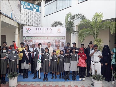 டெல்டா பப்ளிக் பள்ளியில் மாணவா் பேரவை பதவியேற்பு