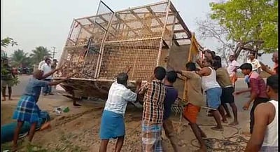 மினி வேன் கவிழ்ந்ததில் 200 வாத்துகள் பலி