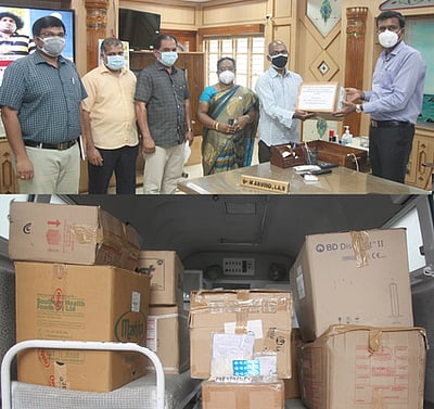 குழித்துறை மறைமாவட்டம் சாா்பில்கரோனா தடுப்பு மருந்து விநியோகம்