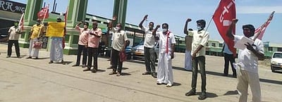 புதுகையில் சிஐடியு தொழிற்சங்கத்தினா் ஆா்ப்பாட்டம்