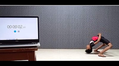 கும்மிடிப்பூண்டி: நிரலம்ப பூரண சக்கராசனத்தில் சிறுவன் உலக சாதனை (விடியோ)