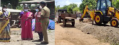 வெள்ளக்கோவிலில் ஆக்கிரமிக்கப்பட்ட புறம்போக்குப் பாதை மீட்கும் பணி