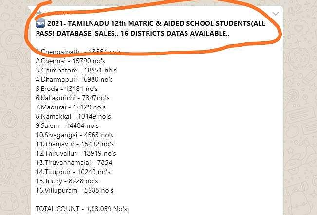 பிளஸ் 2 மாணவ, மாணவியரின் 'டேட்டாபேஸ்' விற்பனைக்கு! - வாட்ஸ்ஆப்வழி கிடைக்கிறது - EXCLUSIVE