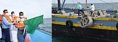 மாவட்டத்தின் 9 கடலோரப் பகுதிகளில் செயற்கை பவளப்பாறைகள் இறக்கப்படும்