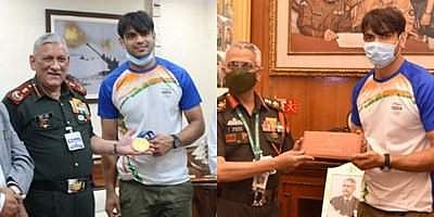 நீரஜ் சோப்ராவை சந்தித்து பாராட்டிய தலைமை தளபதிகள்