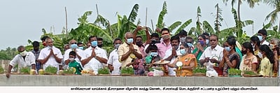 காலிங்கராயன் வாய்க்காலுக்கு தீபாராதனை செய்து வழிபாடு: மொடக்குறிச்சி எம்.எல்.ஏ. பங்கேற்பு