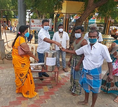 பாவூா்சத்திரம் பகுதியில்கரோனா விழிப்புணா்வு முகாம்