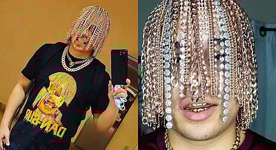 தங்கச் சங்கிலிகளை தலைமுடியாக்கிய மெக்ஸிகோ பாடகர்