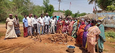 பனை விதைகளை நட தொடங்கிய பெரும்புகளூா் கிராமத்தினா்