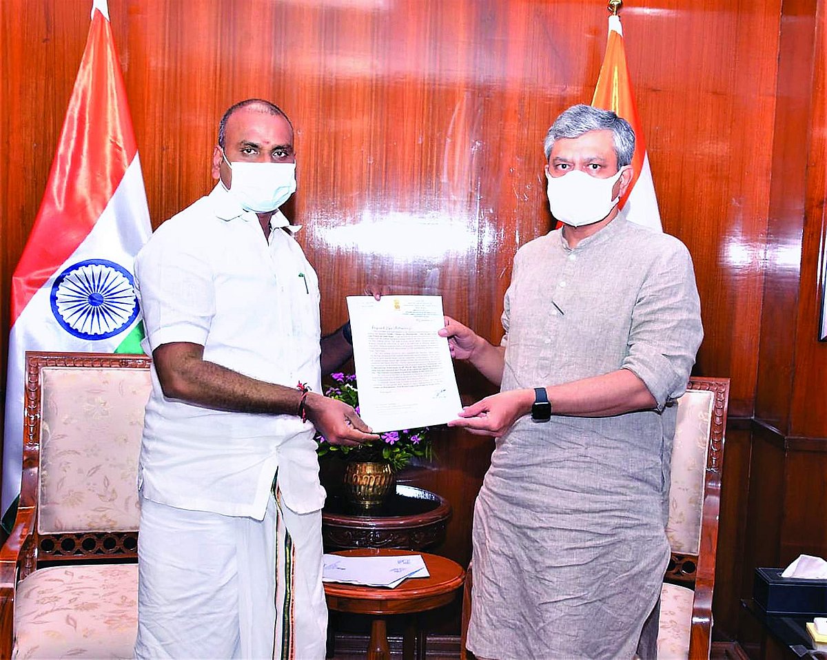 ஈரோட்டிலிருந்து தாராபுரம் வழியாக பழனிக்கு புதிய அகல ரயில் பாதை: ரயில்வே அமைச்சரிடம் எல்.முருகன் வலியுறுத்தல்