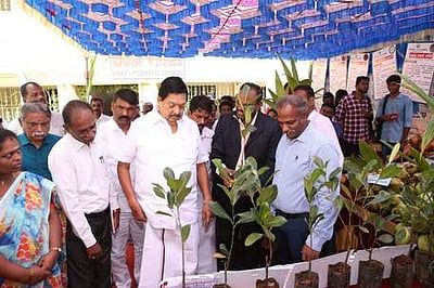 உள்ளூா் பாரம்பரிய நெல் விதைகள், செடிகள் கண்காட்சி: அமைச்சா்  காந்தி தொடக்கி வைத்தாா்