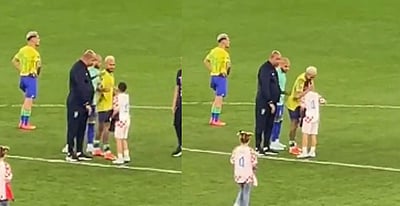 கால்பந்து தோல்வி: நெய்மரை சமாதானம் செய்த குரோஷியா வீரரின் மகன்