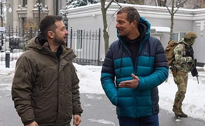 டிவி நிகழ்ச்சியாகிறது உக்ரைன் போர்! அதிபரைச் சந்தித்த டிஸ்கவரி சேனல் பியர் கிரில்ஸ்!