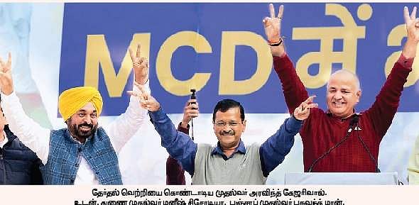 தில்லி மாநகராட்சியைக் கைப்பற்றியது ஆம் ஆத்மி: 250 வாா்டுகளில் 134-இல் வெற்றி