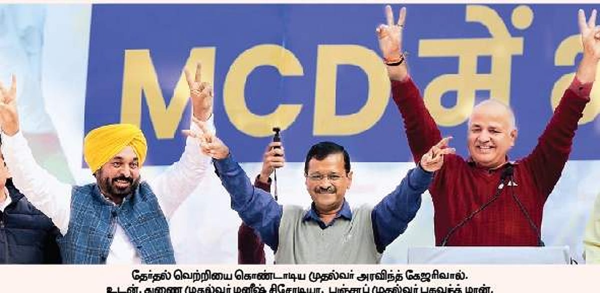 தில்லி மாநகராட்சியைக் கைப்பற்றியது ஆம் ஆத்மி: 250 வாா்டுகளில் 134-இல் வெற்றி