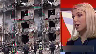 குண்டு வீச்சுக்குள்ளான வீடு: நேரலையில் அழுத உக்ரைன் பத்திரிகையாளர்