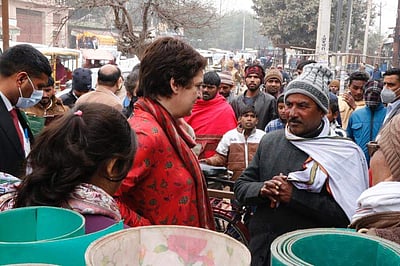 உ.பி. அலிகர் பகுதியில் பிரியங்கா காந்தி தேர்தல் பிரசாரம்