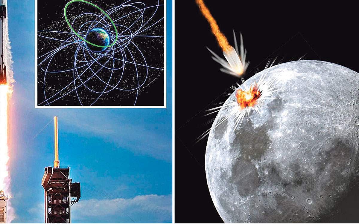 Rocket colliding with the moon