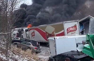 அமெரிக்காவில் பனிப்புயல்: 60 வாகனங்கள் மோதல்; 3 பேர் பலி