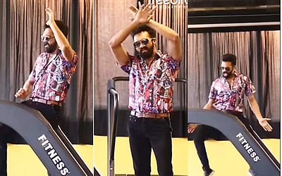 டிரெட் மில்லில் அரபிக் குத்து பாடலுக்கு  வித்தியாசமாக நடனமாடும் நடிகர்