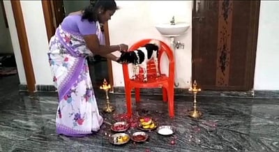 சீர்காழியில் வளர்ப்பு நாய்க்கு சீமந்தம்