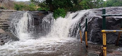 கும்பக்கரை அருவியில் காட்டாற்று வெள்ளம்:  சுற்றுலாப்பயணிகள் செல்ல தடை