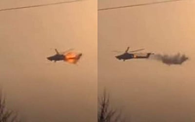 2 துண்டுகளாக உடைந்த ரஷிய ஹெலிகாப்டர்: உக்ரைன் ஏவுகணை தாக்குதல்