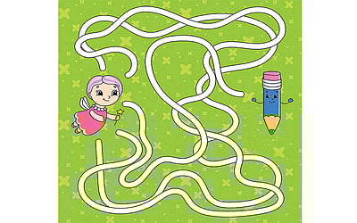 வண்ணப் பென்சிலை அடைய, குட்டி தேவதைக்கு வழி காட்டுங்கள்....