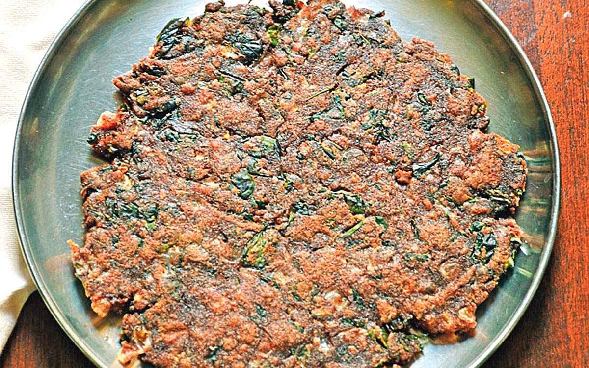 கேழ்வரகு- பாலக் அடை 