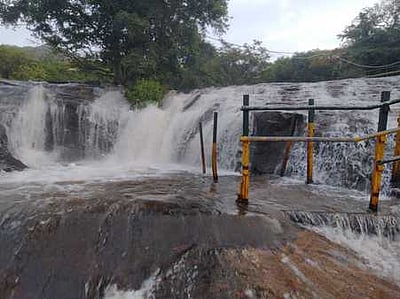 கும்பக்கரை அருவியில் வெள்ளம்: சுற்றுலாப் பயணிகள் குளிக்க தடை