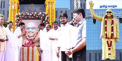 ஓமந்தூரார் அரசினர் தோட்ட வளாகத்தில் கருணாநிதிக்கு ஸ்டாலின் மரியாதை