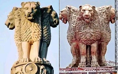 தேசிய சின்னம் அவமதிப்பா? சர்ச்சைக்குள்ளாகும் புதிய சிலை!