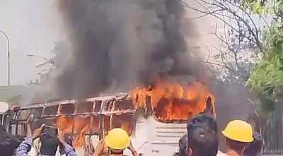 சென்னையில் தனியார் பேருந்தில் தீ