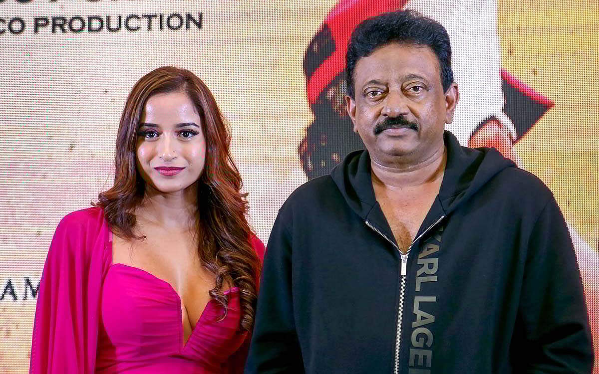 'லடுகி' படத்தின் செய்தியாளர்கள் சந்திப்பில் கலந்து கொண்ட பாலிவுட் இயக்குநரான ராம் கோபால் வர்மா மற்றும் நடிகை பூஜா பலேகர்.