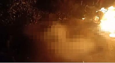 மோட்டார் சைக்கிள் தீப்பிடித்து நெல் வியாபாரி உடல் கருகி பலி