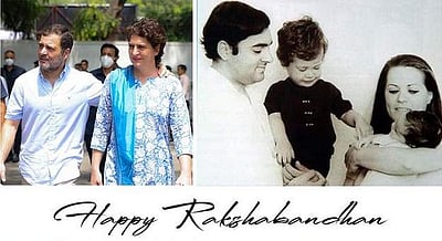 ரக்‍ஷா பந்தன்: இளம்வயது புகைப்படங்களை பகிர்ந்த ராகுல், பிரியங்கா