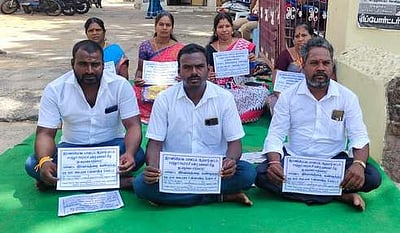 சாத்தூா் ஊராட்சித் தலைவரைக் கண்டித்து உண்ணாவிரதம்