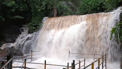 வெள்ள அபாய எச்சரிக்கை: சுருளி அருவியில் குளிக்க தடை