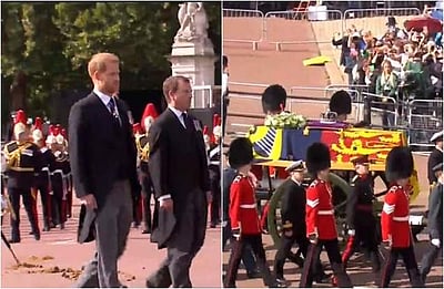 ராணியின் ஊர்வலத்தில் ஒன்றாகத் தோன்றிய இளவரசர்கள் வில்லியம்-ஹாரி