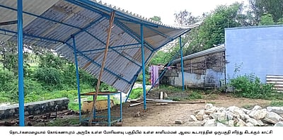 எடப்பாடி பகுதியில் கனமழை: கோயில் கூடாரம் சரிந்து விழுந்தது