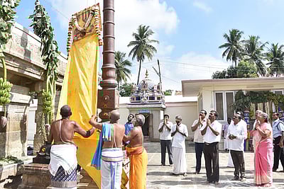 பாலசமுத்திரம் பெருமாள் கோயிலில் ஆவணி பிரம்மோற்சவ கொடியேற்றம்
