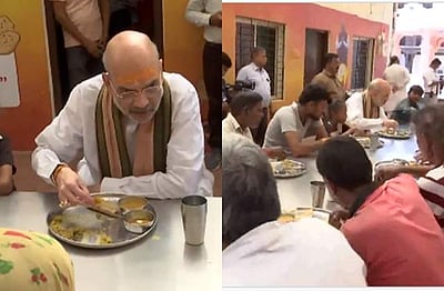 அன்னதான கூடத்தில் உணவருந்திய அமித் ஷா!