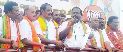 பெரம்பலூரில் பாஜக நிா்வாகிகள், அரசு அலுவலா்களை தாக்கியவா்கள் மீது நடவடிக்கைக் கோரி ஆா்ப்பாட்டம்