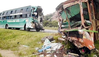 பேருந்து - லாரி நேருக்கு நேர் மோதி விபத்து: இருவர் பலி