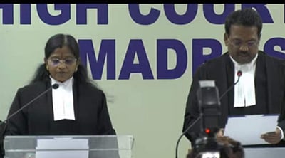 சென்னை உயர்நீதிமன்ற கூடுதல் நீதிபதியாக பதவியேற்றார் விக்டோரியா கெளரி!