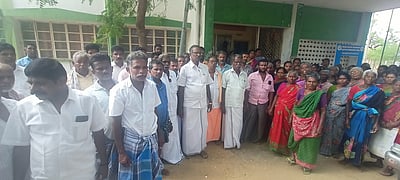 எம். புதுக்குளம் ஊராட்சிக்கு குடிநீா் கொண்டுசெல்ல ஆரைகுடி கிராம மக்கள் எதிா்ப்பு
