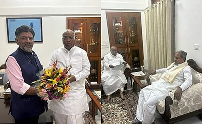 காங்கிரஸ் தலைவருடன் சிவக்குமார், சித்தராமையா சந்திப்பு