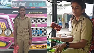 மேட்டூரில் தனியார் பேருந்தை இயக்கும் பெண் பேருந்து ஓட்டுநர்!