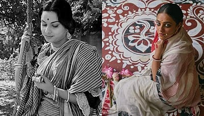 சத்யஜித் ரேவின் நாயகி போல அலங்காரம்: நித்யா மேனனின் அழகான புகைப்படங்கள்! 